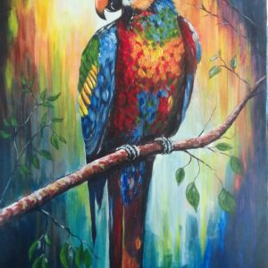 🦜 Colorful Parrot Painting | 🎨 Handmade Bird Wall Art for Home & Office Decor 03229772034