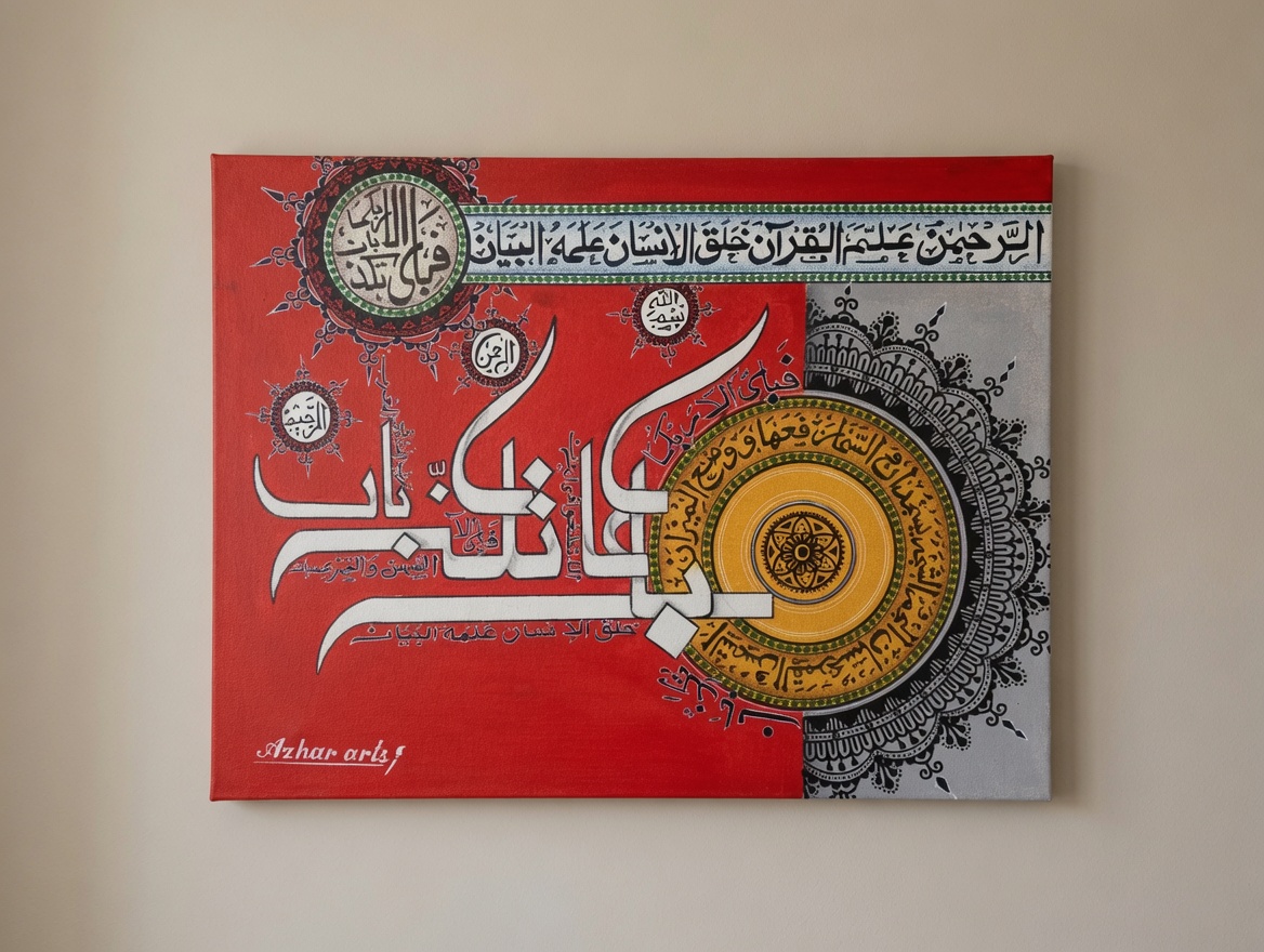 🕌 Islamic Arabic Calligraphy Painting | 🎨 Handmade Islamic Wall Art – 15×22 Inches - Image 3