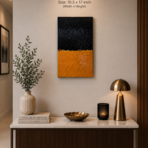 Original Black & Mustard Resin-Coated Abstract Painting | 10.5 x 17"